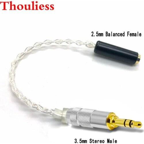 Thouliess 2.5mm TRRS Balanced Female to 3.5mm Stereo Male Hi-End Audio Adapter 7N Silver Plated Cable