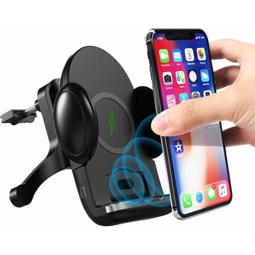360 Degree Rotation Charging Mount Bracket Clamping Fast Wireless Car Charger For iphone Android Air Vent Phone Holder
