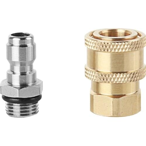 Car Washer Adapter Foam Lance Brass High Pressure Connector 1/4" Quick Disconnect Socket and M14*1.5 Plug Coupler 4000PSI