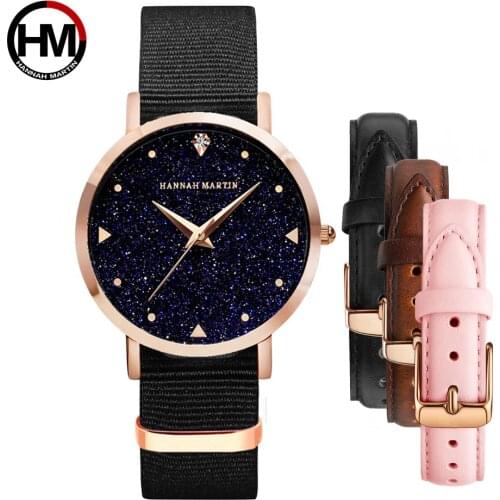 Woman Watch Top Luxury brand 1 set Japanese original movement quartz wristwatch ladies waterproof leather flash Star Dial Clock