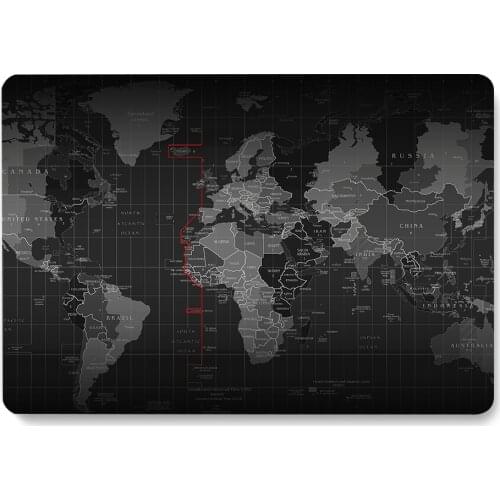 Vintage World Map Black Pattern Laptop Case For Apple MacBook Retina Air 11 12 13.3 2020 New Pro 15.4 16 inch Cover shell