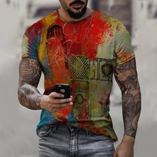 2021 summer New personality Print colorful T Shirt 3D Print O-neck T-shirt Hip Hop Tee Cool Men Clothing Creativity Short Sleeve
