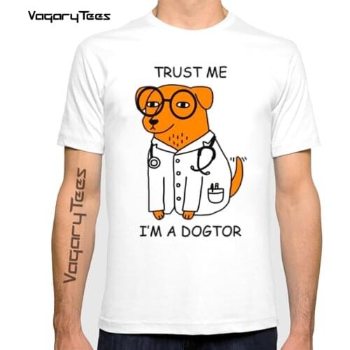 Hip Hop Style Trust me I'm a Dogtor Anime T Shirt Summer Cool Ptinted T Shirts Street Funny Short Sleeve Top Men Rock Tshirt