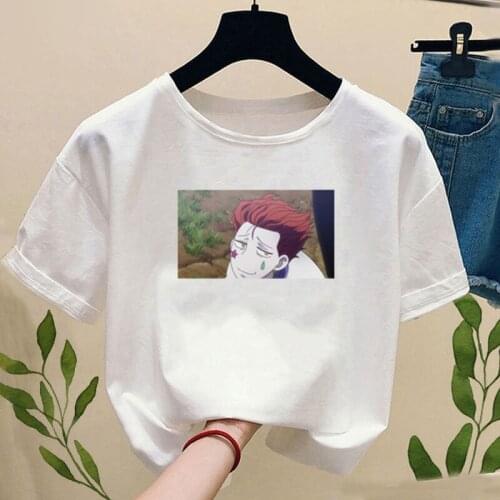 Japanese Anime Women T-shirt Sisso Hisoka Fashion Cartoon T-shirt Female Camiseta Mujer Summer White Harajuku Graphic T-shirt