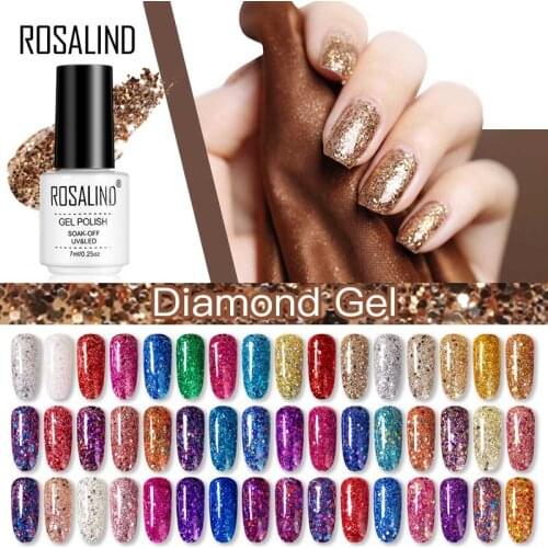 Rosalind Hybrid Varnishes Diamond Flashing Nail Polish For Manicure Art Esmalte Semi Permanent Gel UV Glitter Base And Top 7ML