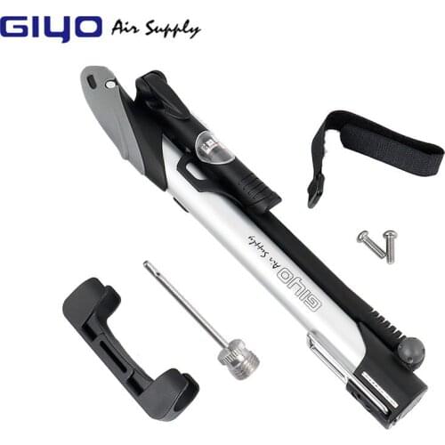 GIYO GM-71 Bicycle Pump Bike Portable Hand Floor Air Inflator 140PSI Gauge 360 Rotatable Longer Hose Presta Schrader Valve