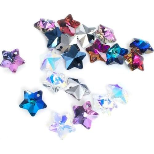 10pcs/pack single hole crystal beads 14mm crystal AB glass pentagram beads for Jewelry making Necklaces Earrings Best quality