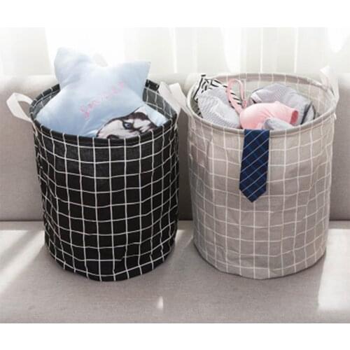 Cotton Linen Large Laundry Basket Foldable Dirty Clothes Storage Hamper Baby Kids Room Toys Organizer Sundries Storage Bin