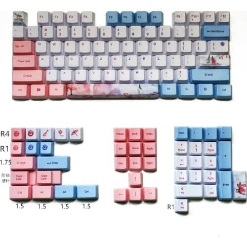 PBT Heat sublimation keycaps OEM highly compatible :GH60/64/68/84/87/104 mechanical keyboard character animation