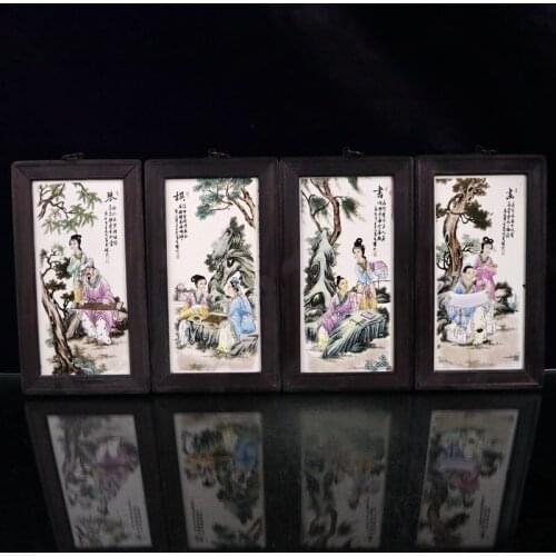 Collection of Chinese famille rose, piano, chess, calligraphy and painting, figure pattern, porcelain plate painting, a set