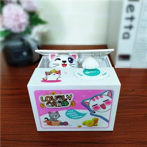 Stealing Money Cat Piggy Bank Childrens Gifts Cartoon Electric Music Eat Money Coins Change Piggy Bank Home Desktop Decoration