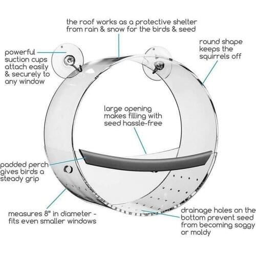 Window Bird Feeder Birdfeeder for Outside Wild Birds Birdfeeder Birdhouse