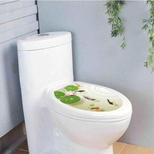 Creative 1Pc New Design Removable Toilet Lid Sticker Fish Pattern Toilet Seat Cover Wall Sticking Poster Sticker On Sale