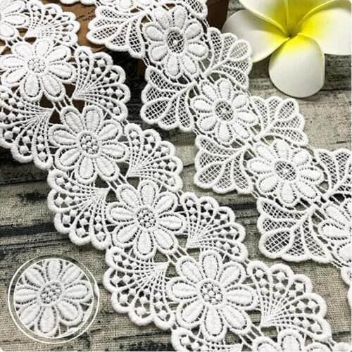 GXINUG 1 yard Water Soluble Milk Silk Flower Lace Trim Ribbon Dress Applique Embroidered DIY Sewing Craft