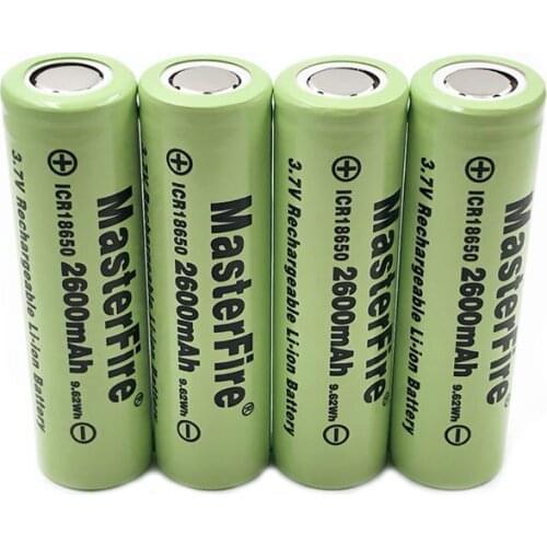 MasterFire 4pcs/lot Original ICR18650-26F 18650 2600mah 9.62Wh 3.7V Rechargeable Lithium Battery Power Bank Batteries Cell