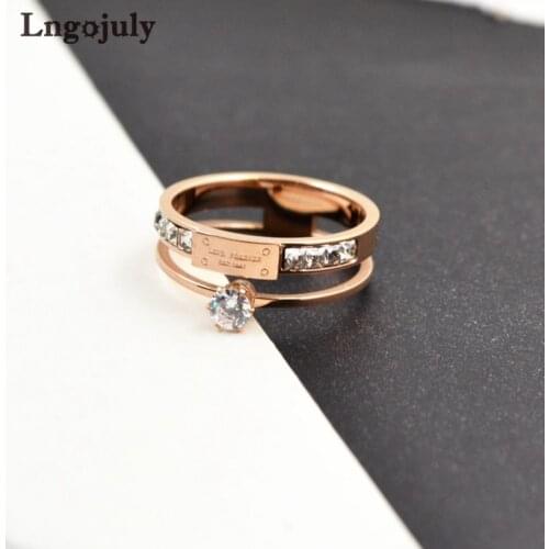 Fashion Titanium Steel Rings Wedding Ring Jewelry Engagement Rosegold Color Titanium Ring For Women Girlfriend Jewelry GIfts