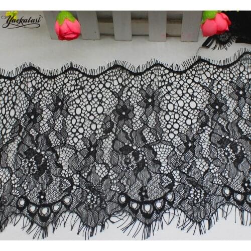YACKALASI Soft Knitted Eyelash Lace Underwear Lace Black And White Lace Ribbon Wedding Decoration 15CM*300CM #7