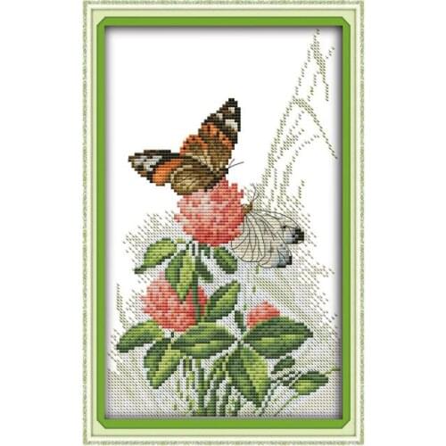 Butterfly Flower Scenery Sewing Counting 11CT 14CT Hand Embroidery Cross-stitch Kits Dielianhua Vertical Edition Hanging