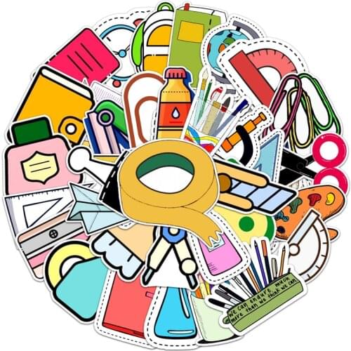 100pcs Stationery Set School Stickers decal scrapbooking diy pasters home decoration phone laptop waterproof cartoon accessories