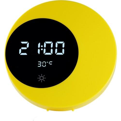 Night Light Curved Moon Alarm Clock Touch Switch USB Charging Atmosphere Night Lamp Kids Bedroom Clock Time Temperature Display