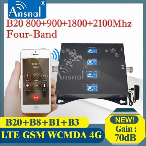 New!!LTE B20 800 900 1800 2100Mhz Four-Band CellPhone GSM Repeater 2g 3g 4g Network Signal Booster 4G Cellular Amplifier GSM LTE