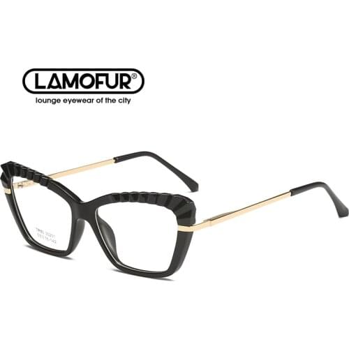 LAMOFUR Computer Eyeglasses TR90 Frame Women Anti Blue Light Cat Eye Eyewear Blocking Glasses Optical Spectacle Eyeglass 20201
