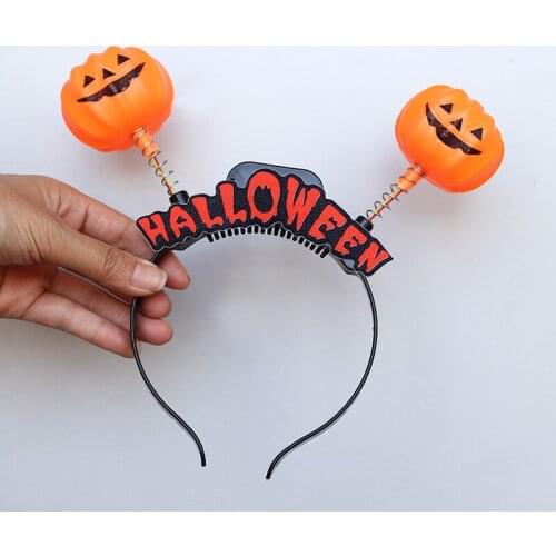 Pumpkin Orange Sequins Witch Hat Halloween Headband with Light