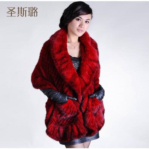 2015 Autumn Winter Womens Genuine Real Knitted Mink Fur Shawls Bridal Cape Lady Poncho Female Pashmina VF0154