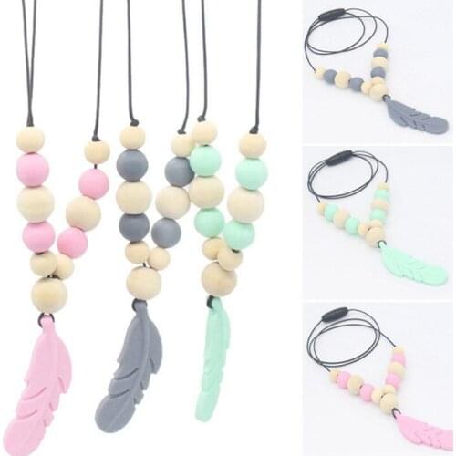 Food Grade Silicone Teething Necklace Baby Teething Toy Silicone Beads Baby Teether Necklaces Chewing Toys Toddler Shower Gifts