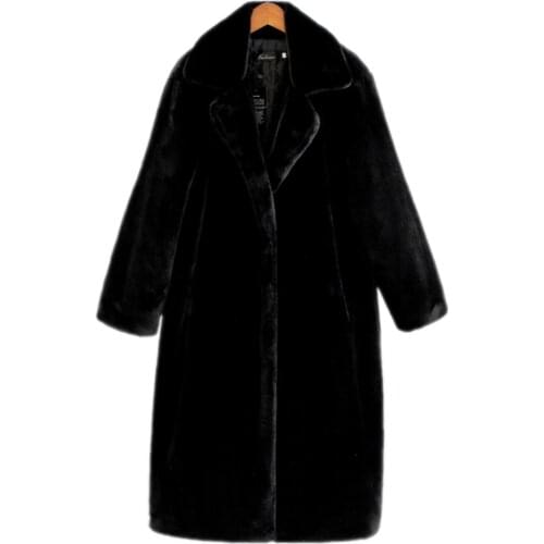 Cotton Imitation Cashmere Coat Coat Womens Lapel Long Sleeve Imitation Velvet Elegant Fashion Warm Long Coat Coat Winter 2021