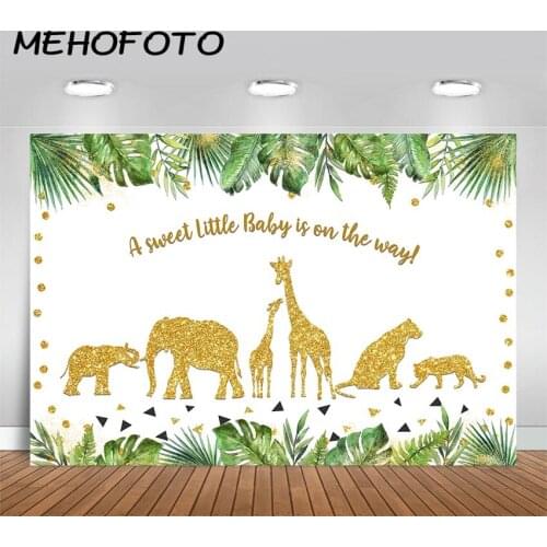 MEHOFOTO Safari Baby Shower Backdrop Animals Jungle Party Decor Photography Background Safari Animal Baby Shower Party Backdrops