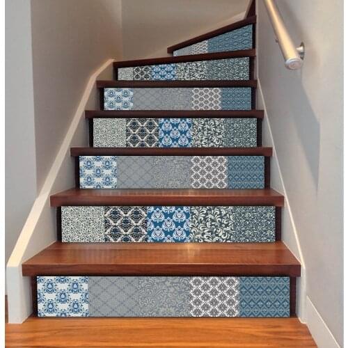 Self Adhesive 3D Stair Sticker Steps Decor Wall Art Mural Decals Removable Easy To Install Tiles Decoration 7.1x39.4" 6Pcs/Set