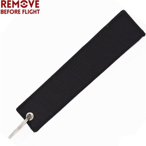 REMOVE BEFORE Flight Keychain For Aviation Gift Promotion Christmas Gifts Black Embroidery Keychains Luggage Tag Plain Key Chain
