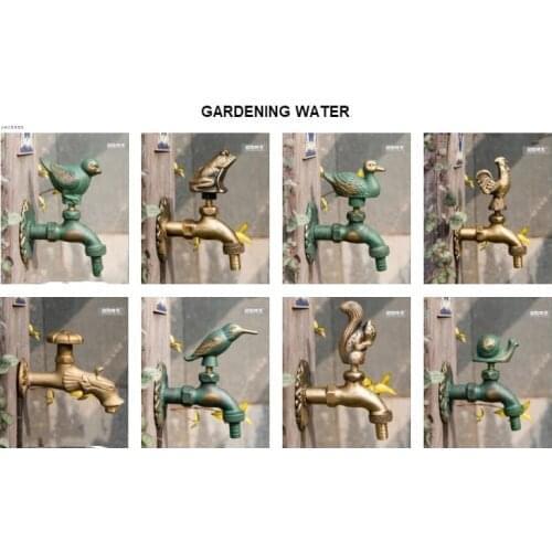 G1/2" Outdoor Faucet Wall Mount Solid Brass Animal Garden Antique Rural Vintage Tap Cat Dog Bird Duck Snail Squirral
