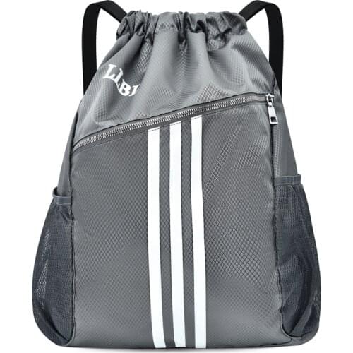Large capacity beam drawstring backpack men and women sports fitness backpack basketball bag football bag shoulders