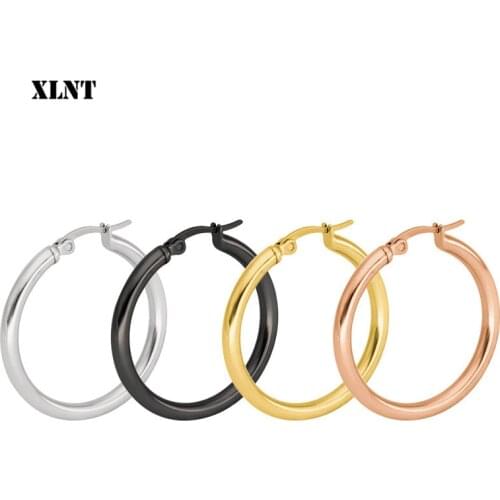 XLNT Gold Silver Color Round Small Hoop Earring for Women Stainless Steel Trendy Jewelry wholesale Earings Women Accessories