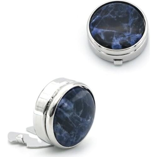 Mens Stone Cuff Links Normal Dress Cuff Button Cover Copper Material Blue Color