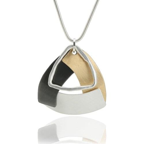 Silver Color Geometry Triangle Suspension Pendants Necklace Long Chains Female Jewelry Women Punk Accessories Neck Decoration