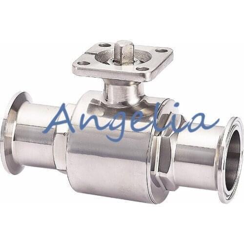1-1/2" Stainless Steel 304 Clamp OD 50.5MM Straight Sanitary Ball Valve With Actuator Base
