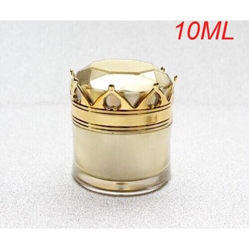10ml gold crown shape acrylic jar plastic jar cream jar for eye cream essence gel moisturizer night cream cosmetic packing
