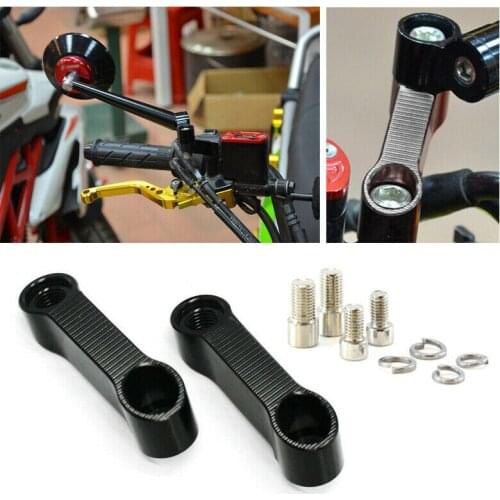 10mm M10 Black Motorcycle Handlebar Mount Mirror Riser Extender Adaptor Adapter