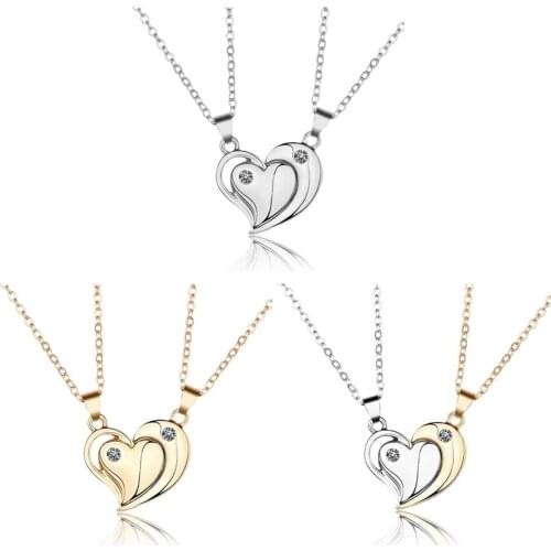 2PCS/Set Magnetic Couple Necklace For Women Men Lover Heart Break Pendant Friendship Charms Necklace Women Valentines Day Gift