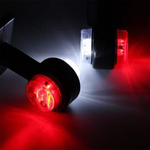 2PCS 1 Pair Truck Trailer Caravan 12V/24V LED Double Side Marker Clearance Light Warning Lamp Red& White
