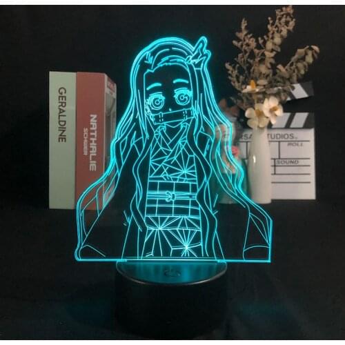 3D Night Light Alarm Clock Base Light 7 Color with Remote Manga Demon Slayer Nezuko Japanese Anime Dropship Delivery Present Kid