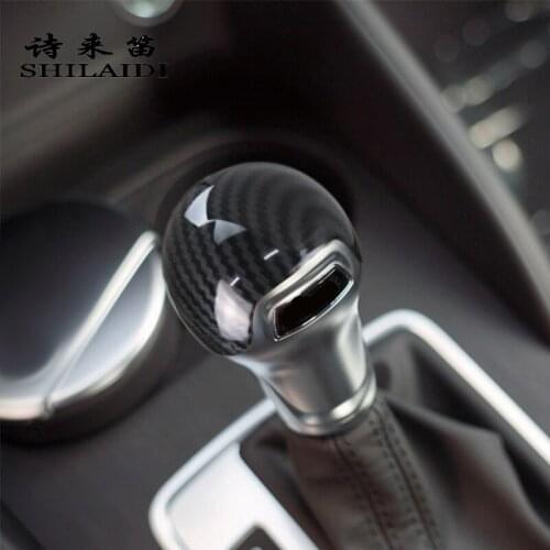Car Styling Carbon Fiber Gear Shift Knob Protection Sleeve Cover For Audi A3 8V Q2 Q2L Interior Handle Head Frame Stickers Trims
