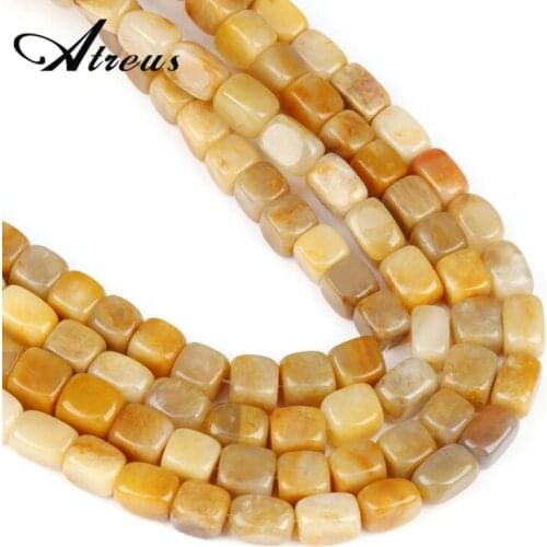 Atreus Natural Yellow Jades Stone Beads 10x15mm 10x14mm Geometric Smooth Beads For Jewelry Making DIY Accessories