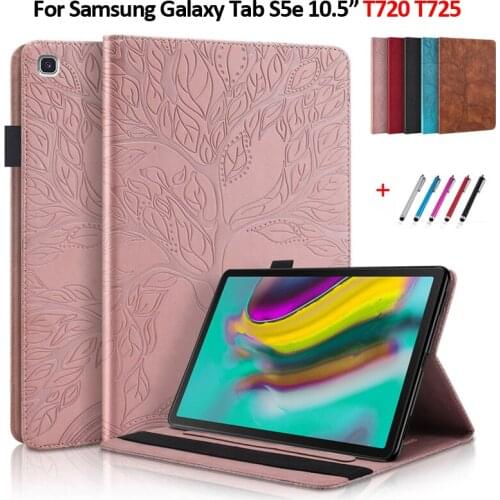 Tablet Cover For Samsung Galaxy Tab S5e Case 10 5 inch Emboss Tree Flip Wallet Stand Cover For Coque Samsung S5e Case T720 T725