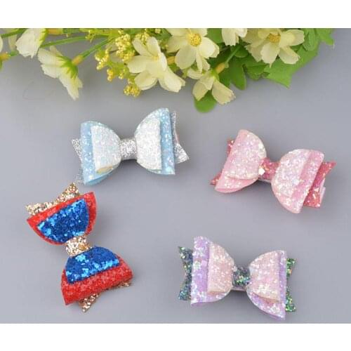 Kids Girls Double Layer Glitter Sequin Bow Hairpin Princess Hair Clip Accessory For Girls