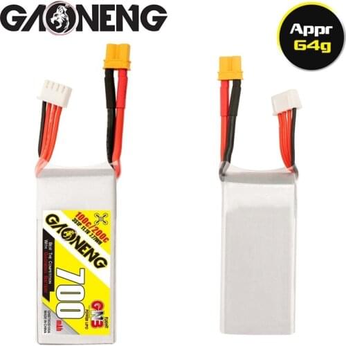 GNB GAONENG 700mah 3S 11.1V XT30 100C 200C RC FPV Quadcopter delivery LiPo Battery Pack graphene for 11.1v drone battery