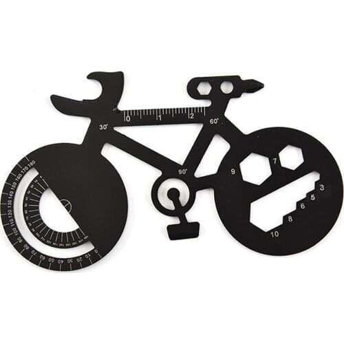 7 in 1 Pocket EDC Bicycle Shape Multitool Card Bottle Opener Wrench Outdoor Repair Tool Creative Gifts for Men, Black